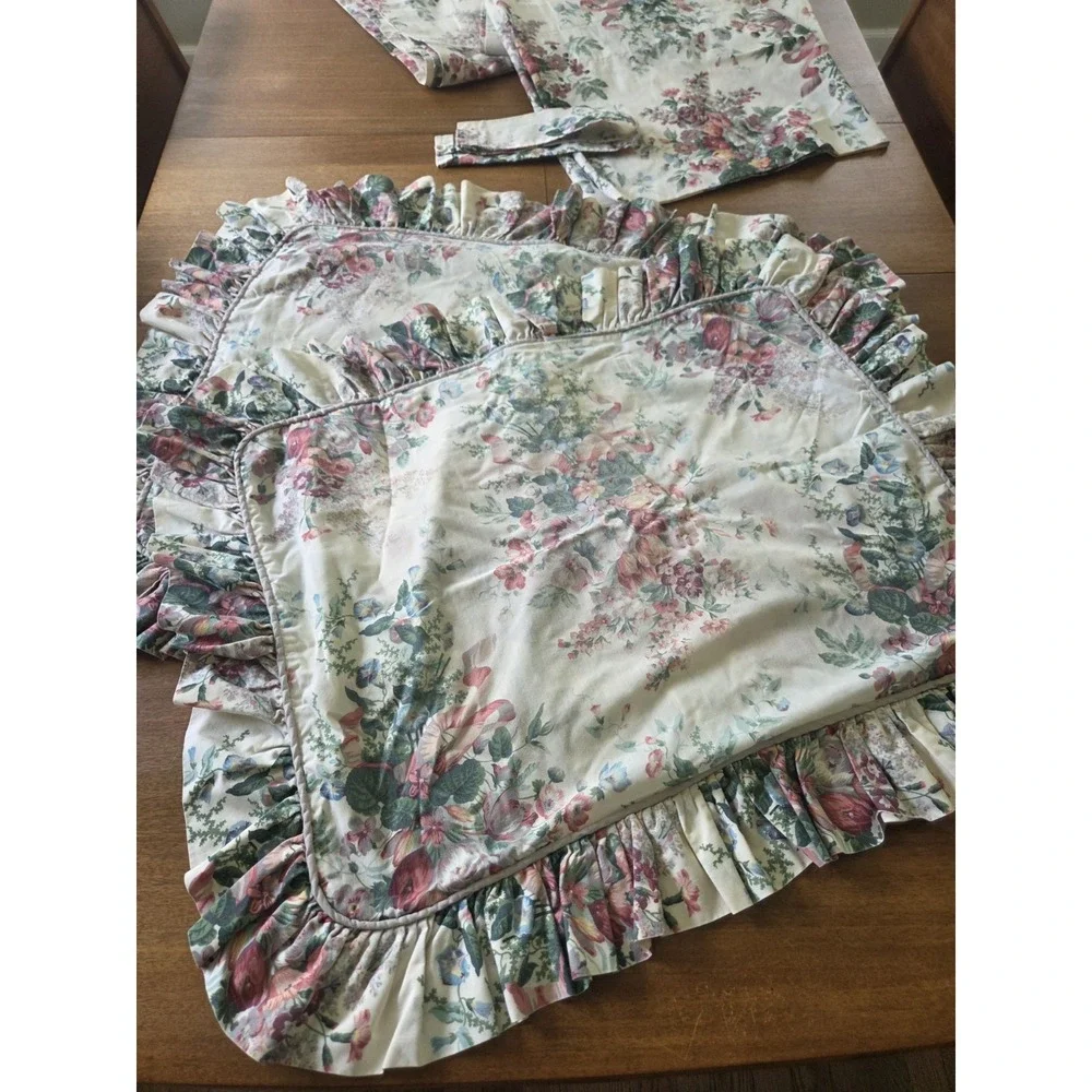 Vtg Croscill English Garden Panels Set Six Piece Curtains Valance Cottagecore